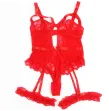 SUBBLIME - TEDDY WITH GARTER WITH LACE DETAIL AND STRIPS RED S-M SUBBLIME - TEDDY WITH GARTER WITH LACE DETAIL AND STRIPS RED S-M