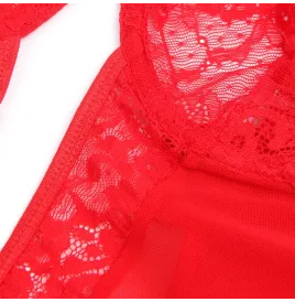 SUBBLIME - ORSACCHIOTTO CON GIARRETTIERA CON DETTAGLIO IN PIZZO E STRISCE ROSSO S-M