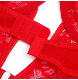 SUBBLIME - ORSACCHIOTTO CON GIARRETTIERA CON DETTAGLIO IN PIZZO E STRISCE ROSSO S-M