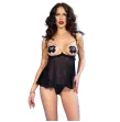 CHILIROSE - CR 4715 BABYDOLL SET FOUR PIECES BLACK S CHILIROSE - CR 4715 BABYDOLL SET FOUR PIECES BLACK S