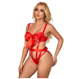 SUBBLIME - 954468 BODY SEXY AJOURÉ AVEC NOEUD ROUGE S-M