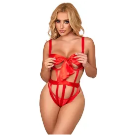 SUBBLIME - 954468 BODY SEXY AJOURÉ AVEC NOEUD ROUGE S-M