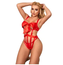 SUBBLIME - 954468 BODY SEXY AJOURÉ AVEC NOEUD ROUGE S-M