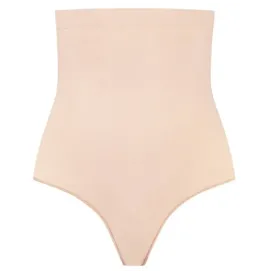 BYE-BRA - TANGA DE TALLE ALTO SIN COSTURAS BEIGE TALLA S