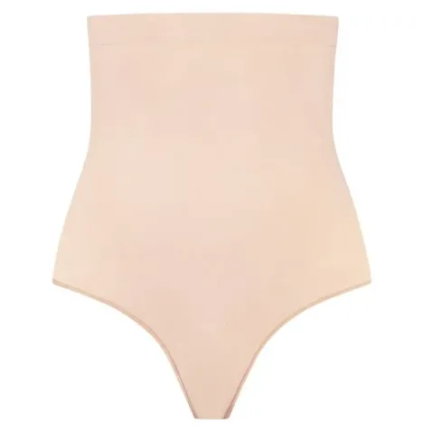 BYE-BRA - TANGA DE TALLE ALTO SIN COSTURAS BEIGE TALLA S