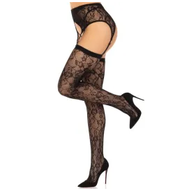 LEG AVENUE - MEDIAS ENCAJE and LIGUERO NEGRO