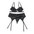 SUBBLIME - SET OF 3 PIECES BRA THONG LACE GARTER BLACK S-M SUBBLIME - SET OF 3 PIECES BRA THONG LACE GARTER BLACK S-M