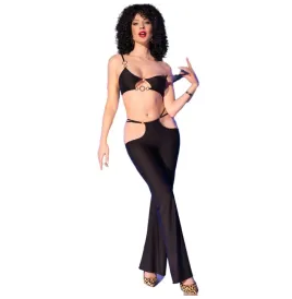 CHILIROSE - CR 4851 SET TOP E LEGGINGS NERI CON ACCESSORI DORATI S