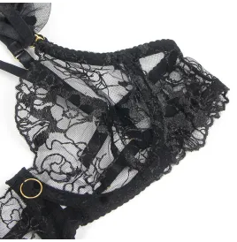 SUBBLIME - 957483 CONJUNTO SUJETADOR Y LIGA DE ENCAJE NEGRO S-M