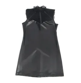 SUBBLIME - 957544 ABITO IN PELLE CON COLLO IN PIZZO NERO S-M