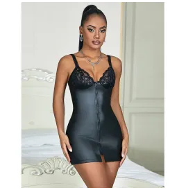 SUBBLIME - 957568 ROBE ZIPPÉE EN CUIR NOIR S-M