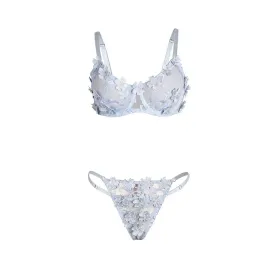 SUBBLIME - 957629 BH- UND SLIP-SET MIT BLUMENSTICKEREI, HIMMELBLAU, S-M