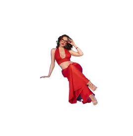 CHILIROSE - CR 4857 ENSEMBLE HAUT ET PANTALON ROUGE TAILLE S