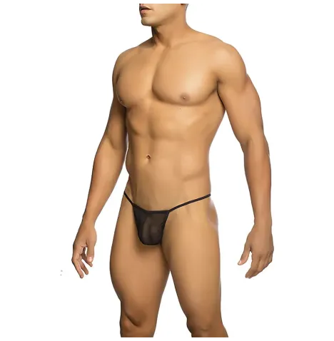 MOB - TRANSPARENT T-SHAPED THONG BLACK SIZE L-XL