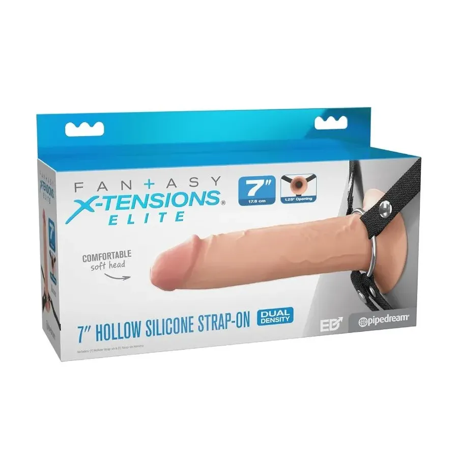 FANTASY X-TENSIONS ELITE - STRAP-ON EN SILICONE CREUX DE 17,8 CM