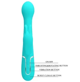 PRETTY LOVE - DEJON RABBIT VIBRATOR 3 IN 1 MULTIFUNCTION AQUA GREEN