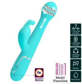PRETTY LOVE - DEJON RABBIT VIBRATOR 3 IN 1 MULTIFUNKTIONS-AQUAGRÜN