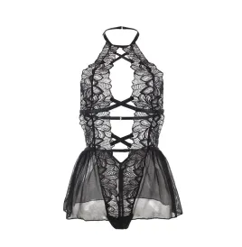 SUBBLIME - TEDDY HALTER NECK BARE BACK LACE BLACK S-M