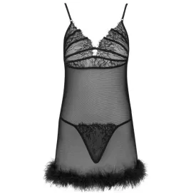 LIVCO CORSETTI FASHION - ZERUNAM SET BABYDOLL TANGA NEGRO S-M