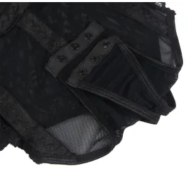 SUBBLIME - TEDDY MIT STRUMPFBAND-DETAIL AUF DER BRUST SCHWARZ S-M