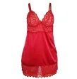 SUBBLIME - SATIN BABYDOLL WITH LACE RED S-M SUBBLIME - SATIN BABYDOLL WITH LACE RED S-M