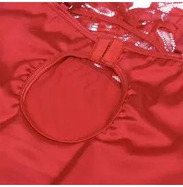 SUBBLIME - BABYDOLL IN RASO CON PIZZO ROSSO S-M