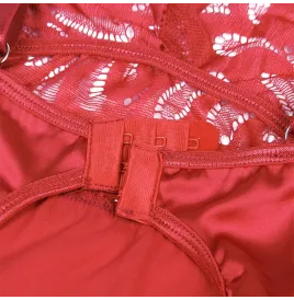 SUBBLIME - SATIN BABYDOLL WITH LACE RED S-M