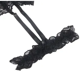 SUBBLIME - TEDDY WITH GARTER WITH LACE DETAIL AND STRIPS BLACK S-M