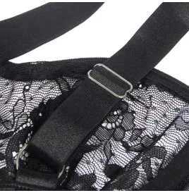 SUBBLIME - TEDDY CON LIGA DETALLE ENCAJES Y TIRAS NEGRO S-M