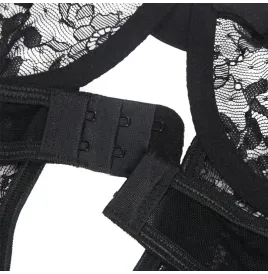 SUBBLIME - TEDDY CON LIGA DETALLE ENCAJES Y TIRAS NEGRO S-M