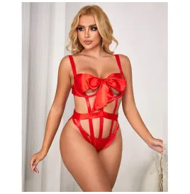SUBBLIME - 954468 SEXY OPENWORK BODY WITH BOW RED S-M