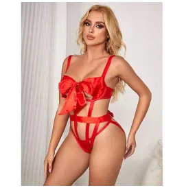 SUBBLIME - 954468 SEXY OPENWORK BODY WITH BOW RED S-M