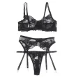 SUBBLIME - ENSEMBLE 3 PIÈCES SOUTIEN-GORGE STRING JARRETIÈRE IMPRIMÉ FLORAL NOIR S-M SUBBLIME - ENSEMBLE 3 PIÈCES SOUTIEN-GORGE STRING JARRETIÈRE IMPRIMÉ FLORAL NOIR S-M