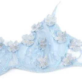 SUBBLIME - 957629 BH- UND SLIP-SET MIT BLUMENSTICKEREI, HIMMELBLAU, S-M