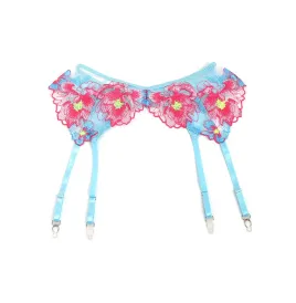 SUBBLIME - 957643 BH- UND STRUMPFGÜRTEL-SET MIT BLUMENSTICKEREI ROSA S-M