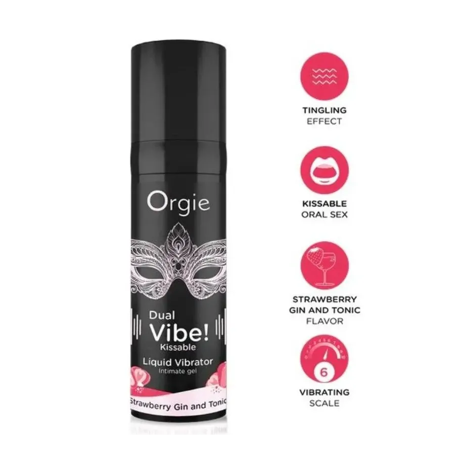 ORGIE - DOUBLE VIBRATION VIBRATEUR LIQUIDE À EMBRASSER GIN TONIC À LA FRAISE 15 ML ORGIE - DOUBLE VIBRATION VIBRATEUR LIQUIDE À EMBRASSER GIN TONIC À LA FRAISE 15 ML