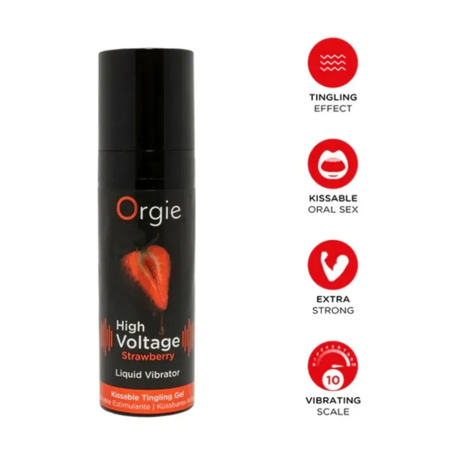 ORGIE - VIBRATORE LIQUIDO AD ALTA TENSIONE AL GUSTO DI FRAGOLA EXTRA FORTE E BACIABECILLE 15 ML