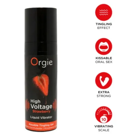 ORGIE - VIBRATORE LIQUIDO AD ALTA TENSIONE AL GUSTO DI FRAGOLA EXTRA FORTE E BACIABECILLE 15 ML