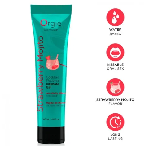 ORGIE - GLEITGEL-TUBE COCKTAIL ERDBEER-MOJITO, KÜSSTBARES, WASSERBASIERTES INTIMGEL, 100 ML