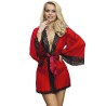 SUBBLIME - TRANSPARENT FABRIC ROBE WITH LACE DETAIL RED S-M