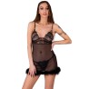 LIVCO CORSETTI FASHION - SET ZERUNAM BABYDOLL PERIZOMA NERO