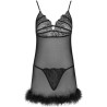 LIVCO CORSETTI FASHION - ZERUNAM SET BABYDOLL BLACK THONG