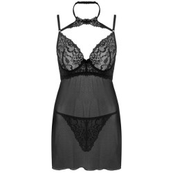 LIVCO CORSETTI FASHION - BINELLA SET BABYDOLL THONG BLACK