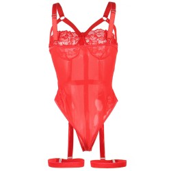 SUBBLIME - TEDDY WITH GARTER STRAP DETAIL CHEST RED S-M