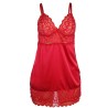 SUBBLIME - BABYDOLL IN RASO CON PIZZO ROSSO S-M