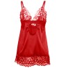 SUBBLIME - BABYDOLL IN RASO CON PIZZO ROSSO S-M