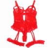 SUBBLIME - TEDDY WITH GARTER WITH LACE DETAIL AND STRIPS RED S-M