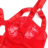 SUBBLIME - TEDDY WITH GARTER WITH LACE DETAIL AND STRIPS RED S-M