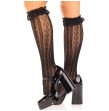 LEG AVENUE - KNEE-HIGH SOCKS WITH RUFFLES BLACK LEG AVENUE - KNEE-HIGH SOCKS WITH RUFFLES BLACK