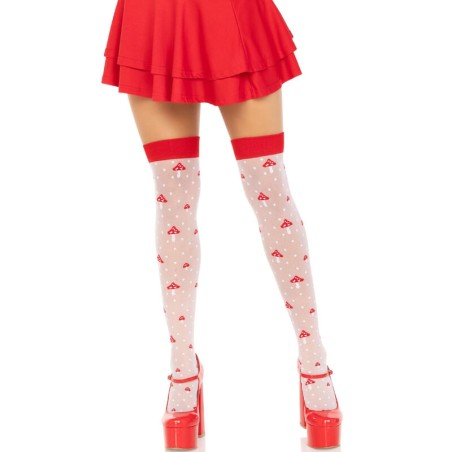 LEG AVENUE - PILZ HOHE SOCKEN ROT-WEISS